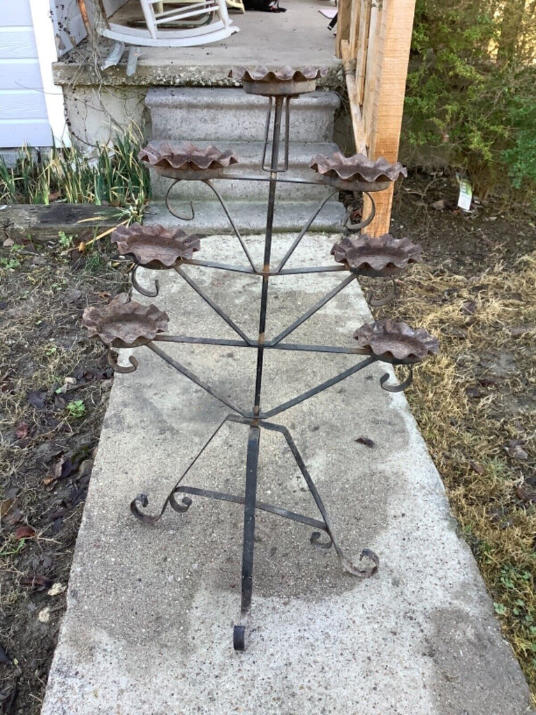 Stunning Antique Cast Iron Base Tiered Swivel Plant Stand Planter 42 Tall