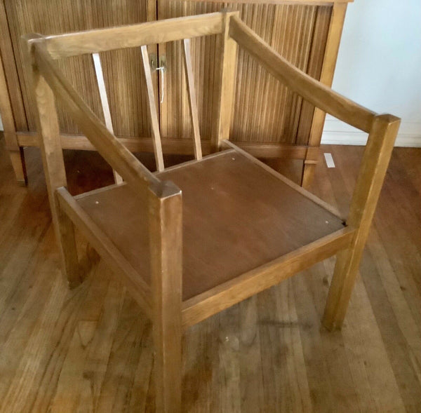 Vintage Mid Century Danish Modern Wood Lounge Arm Club Chair mcm cushions