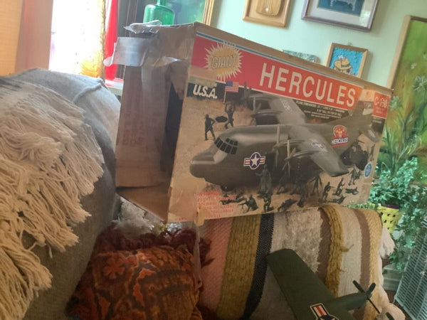 Vintage Tim Mee Plastics Hercules C-130 Military GUNSHIP Airplane With BOX