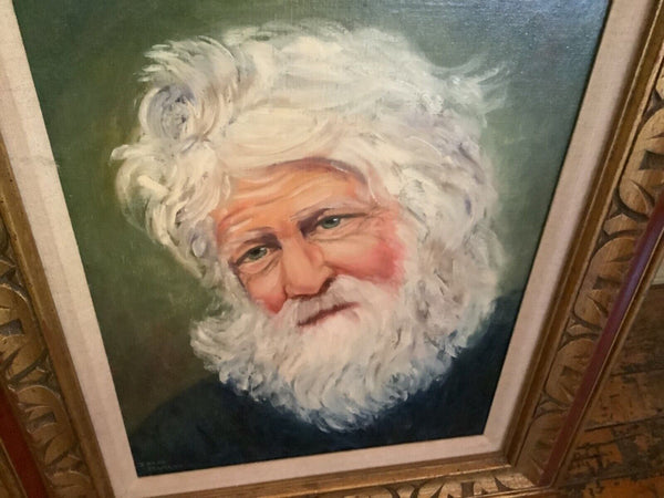 Vtg oil painting Bearded Old man portrait face art framed frame signed seaman