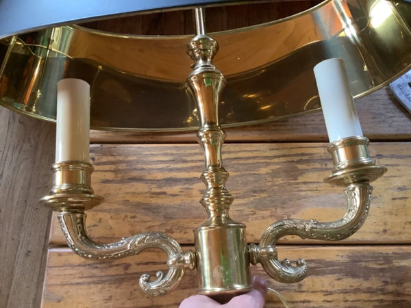 Vtg  Bouilotte Table desk Lamp Brass Gold Tole Metal Shade 2 Light candles