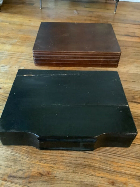 Vintage pair Silverware Flatware Storage Chest Wood Case box wood