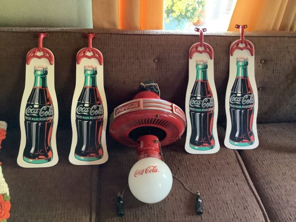 Vintage coca cola ceiling fan and lamp Light fixture blades works great