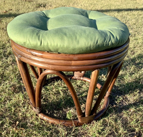 Vtg Retro Bamboo Bentwood Rattan Ottoman Foot Stool Boho Cushion Pier 1 imports