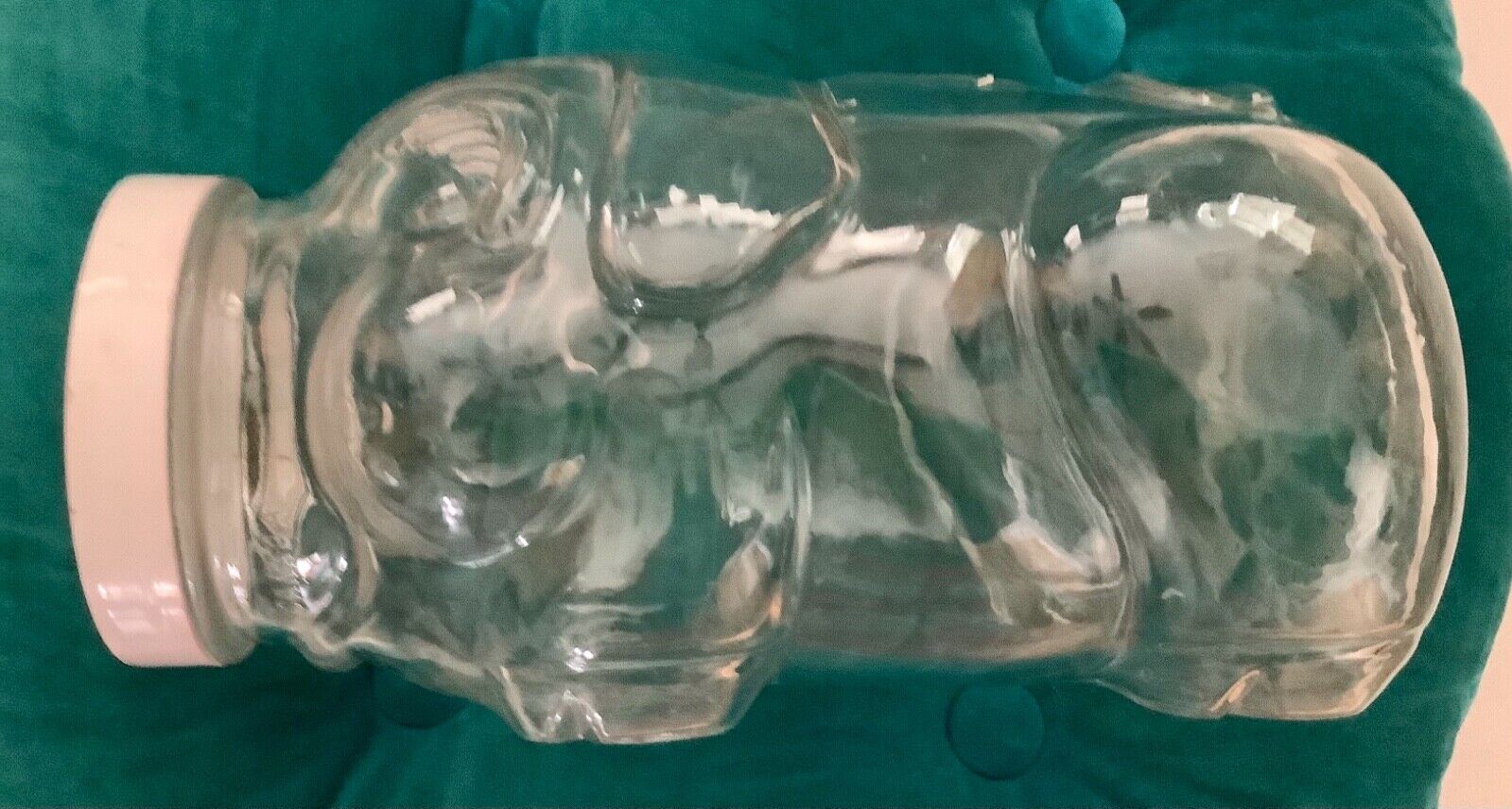 Vintage Libbey Canada Glass Pig Storage Jar  Bank Lid  7 1/2  Libby Piggy