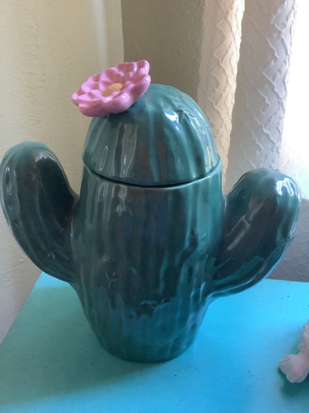 Vintage Treasure Craft Saguaro Cactus Cookie Jar Ceramic Green