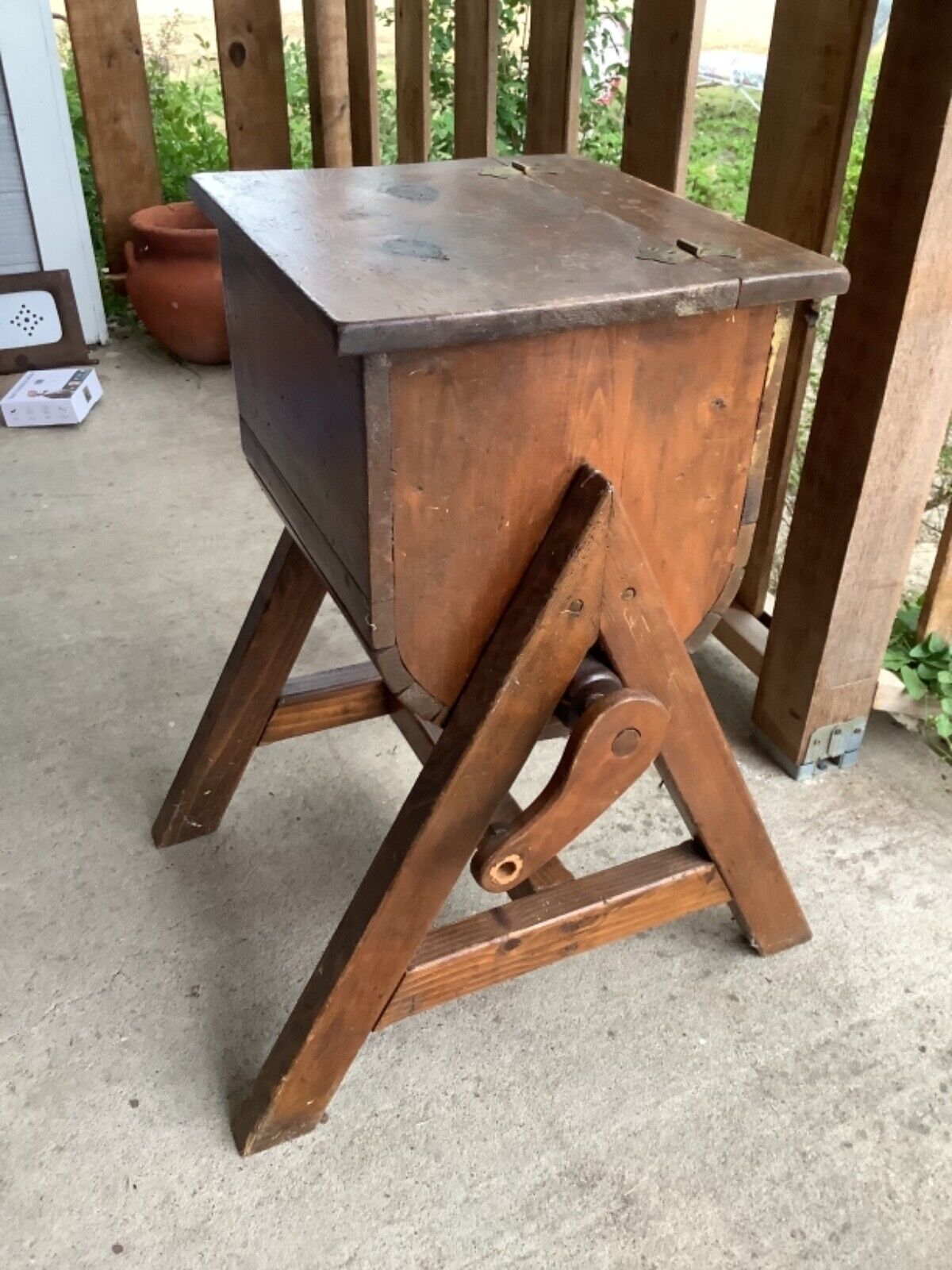 Vintage Mill Wheat Grain Grinder Flour Mill box wood wooden primitive