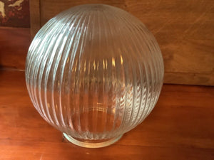 Vintage Clear Ribbed Light fixture Globe Shade ceiling with 3 1/4" Fitter