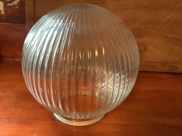 Vintage Clear Ribbed Light fixture Globe Shade ceiling with 3 1/4" Fitter