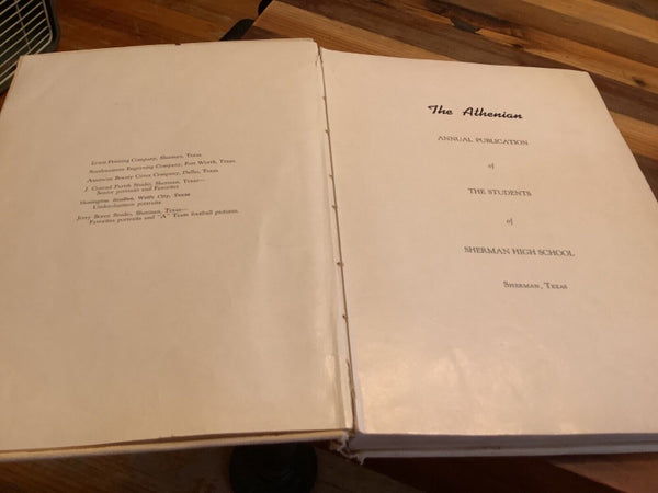 1951 SHERMAN HIGH SCHOOL YEARBOOK Annual TEXAS  THE ATHENIAN Bearcat