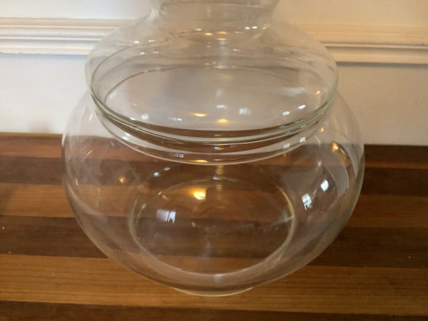 Vintage mid century modern retro Clear Glass  Apothecary Candy Jar lid