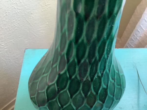 Vintage Large tall VASE Mid Century Modern mcm Green pottery