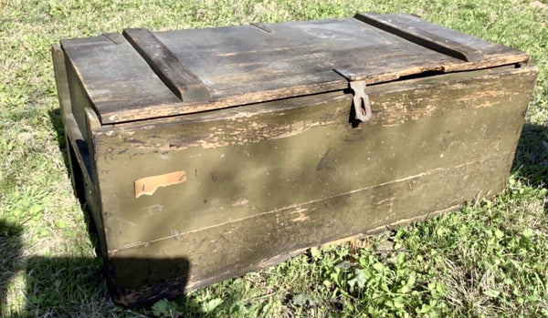 Vintage wood Military army Trunk Footlocker chest by Kleber Trunk & Bag Co