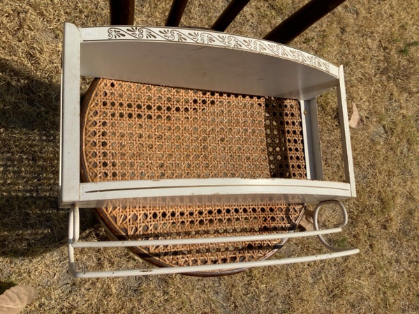 Vtg mid century 50’s tiered  Metal Wall Shelf Bathroom makeup Vanity Towel rack