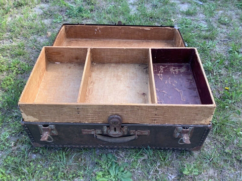 Vintage Foot Locker US Army Trunk Chest +Tray SAMSON SHWAYDER BROS