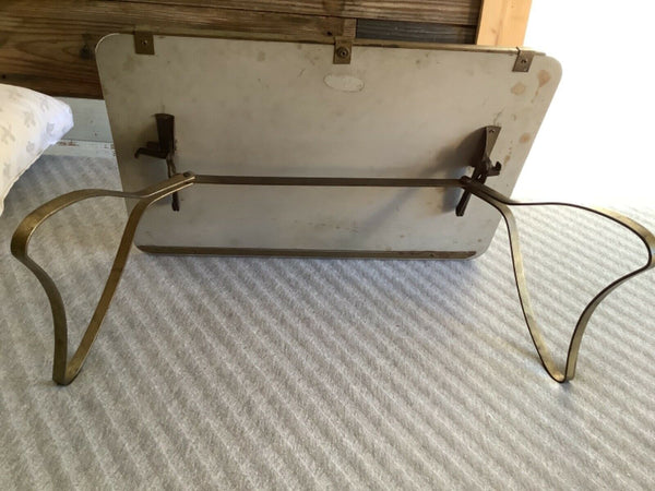 Vintage Mid Century Modern Tray Metal Retro Breakfast Bed Brass folding legs
