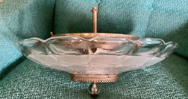 Vintage Antique Art Deco Glass Shade Ceiling Light Fixture Lamp Chandelier