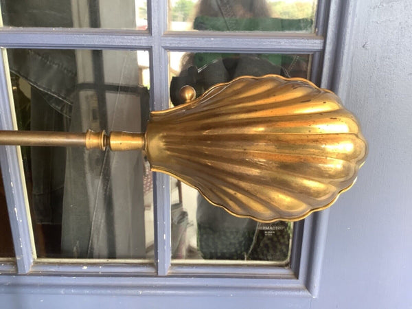 Vintage Brass Clam Shell Floor Lamp Mid Century Modern Hollywood Regency