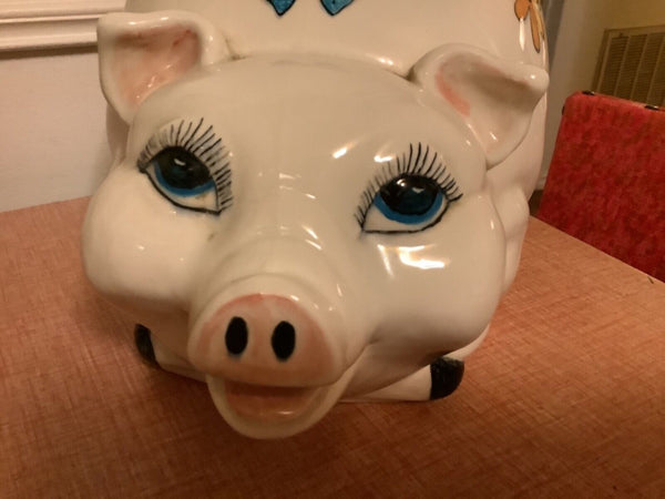 Vintage pottery ceramic piggy Pig Bank retro