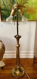 Vtg Mid century modern  brass lily Pad Lotus table Floor Lamp double socket mcm