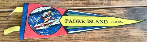 Vintage PADRE ISLAND  TEXAS Felt surfing Pennant