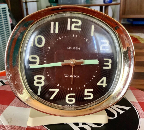 Vintage Westclox Big Ben Alarm Clock glow in the dark arms