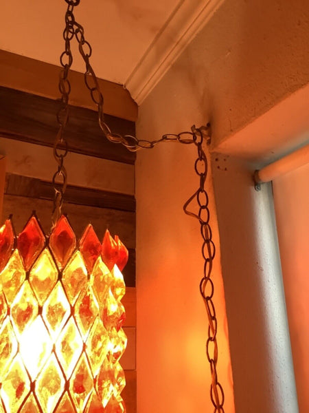 Vintage Mid Century Modern Hanging Hollywood regency prism swag Lamp mcm Retro