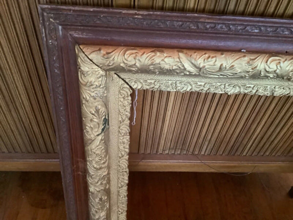 VINTAGE antique Wooden wood gold gesso gilt leaf Large Picture painting  Frame 2