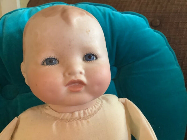 Vtg Baby Gloria Doll Germany Bisque Signed  head Open Mouth 2 Teeth