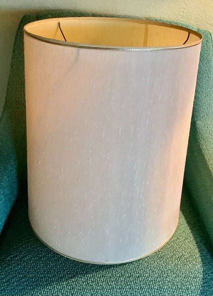 Vintage Barrel table Lamp Shade Gold Trim Nubby Mid Century modern retro mcm
