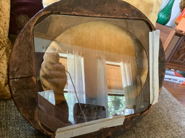VINTAGE antique WOOD wooden DEEP OVAL PICTURE FRAME Glass
