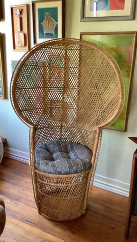 Vintage wicker mid Century modern retro Boho Modern Peacock Throne Chair