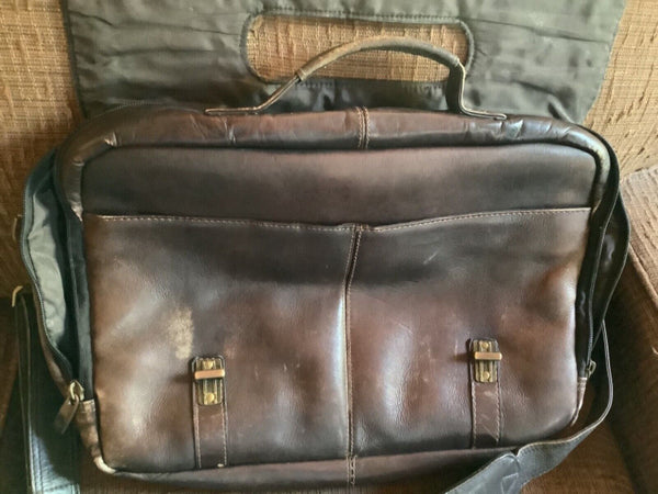 Samsonite Mens Briefcase Messenger Flapover Laptop Bag  brown leather