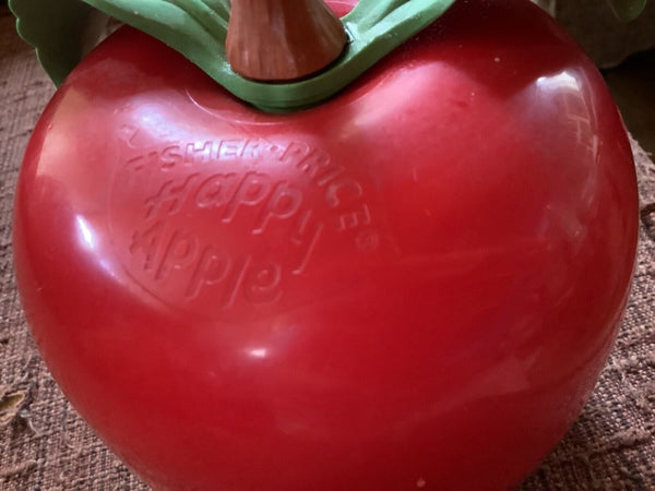 Vintage 1972 Fisher Price Happy Apple Baby Roly Poly Chime Toy Stem USA