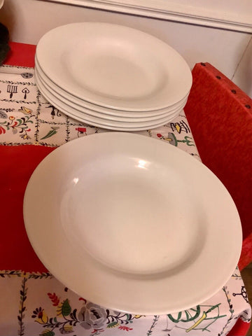 6 POTTERY BARN White Rimmed Pasta Bowls plates Sausalito