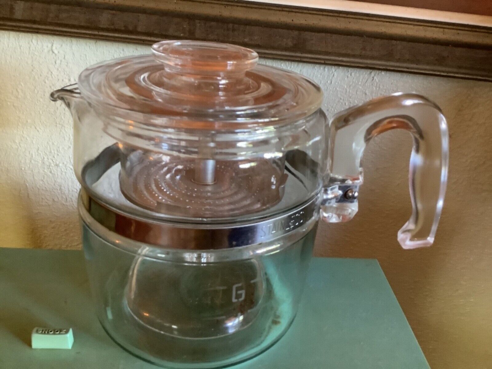 Vintage Pyrex Flameware 7756 6 Cup Stovetop Percolator, Coffee Pot, Clear  Glass 