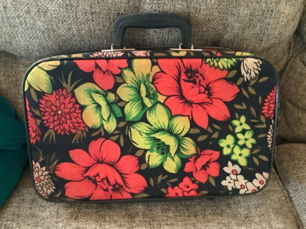 Vintage Bantam Suitcase Keym60s Mod Small Luggage Carry On Floral Carry on