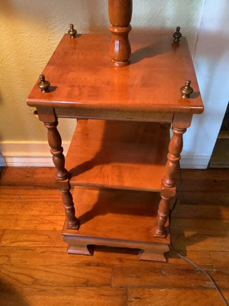 Vintage tiered Mid Century Wood Floor table Lamp~Tell City No Shade