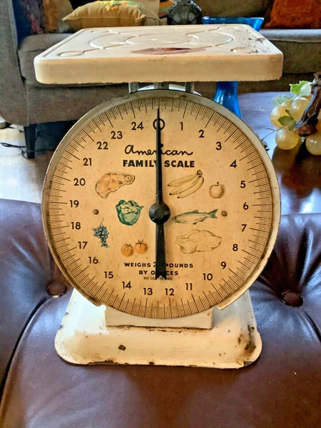 Vintage Antique American Family Scale 25 pounds Cream Rustic Farmhouse country