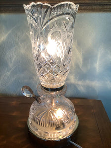 VTg CUT CRYSTAL GLASS TABLE nightstand LAMP VANITY BOUDOIR grapes nightlight