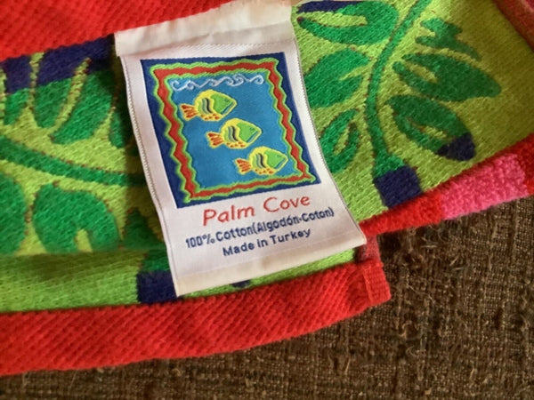 VTG Palm Cove  tree Franco Towels 100% Egyptian Cotton Flower Beach green red