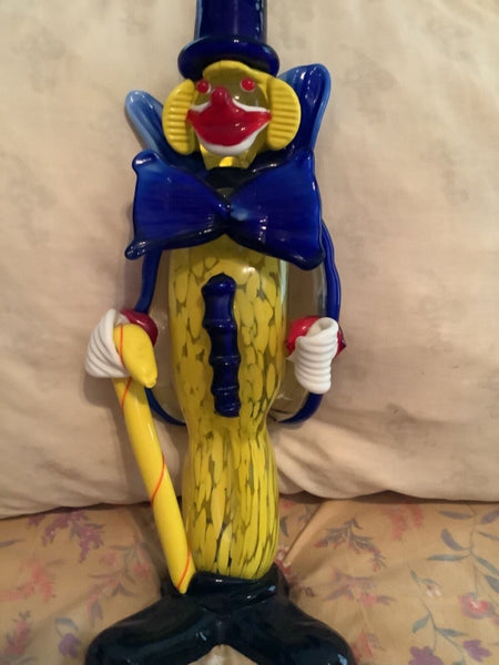 Vintage Murano Glass Clown Figurine Hand Blown Glass with cane