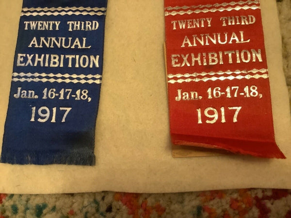 1917 1ST 2cd PRIZE blue red RIBBON twenty third annual exhibition Lenox Mass.