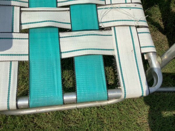 Vintage Aluminum Folding Tube Frame Lawn Chairs Matching Pair