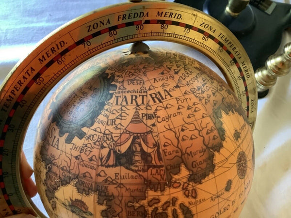 Vintage Metal brass Old World Desk table Globe Zodiac Astrology