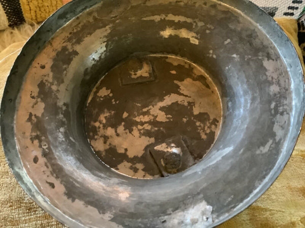 Vintage Copper  pot pan Tin-Lined Brass Handle  Lid Only