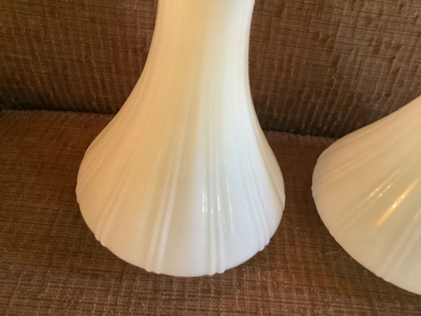 Vintage Antique Hanging Angle Oil Lamp Co Ribbed Milk Glass 9" Chimney Shade