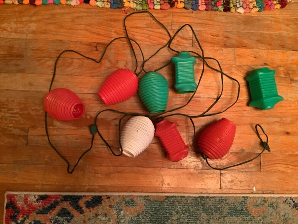 Vtg PATIO PARTY Lantern Camp rv Lights shades Christmas blow mold lot 7