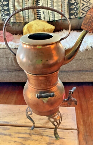 Vintage Turkish Middle East Copper brass Hand Made Coffee Tea Pot Pitcher