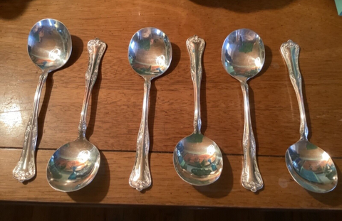 Vtg National Imperial Plate Silver Spoon Soup Silverware Set 6 queen Elizabeth